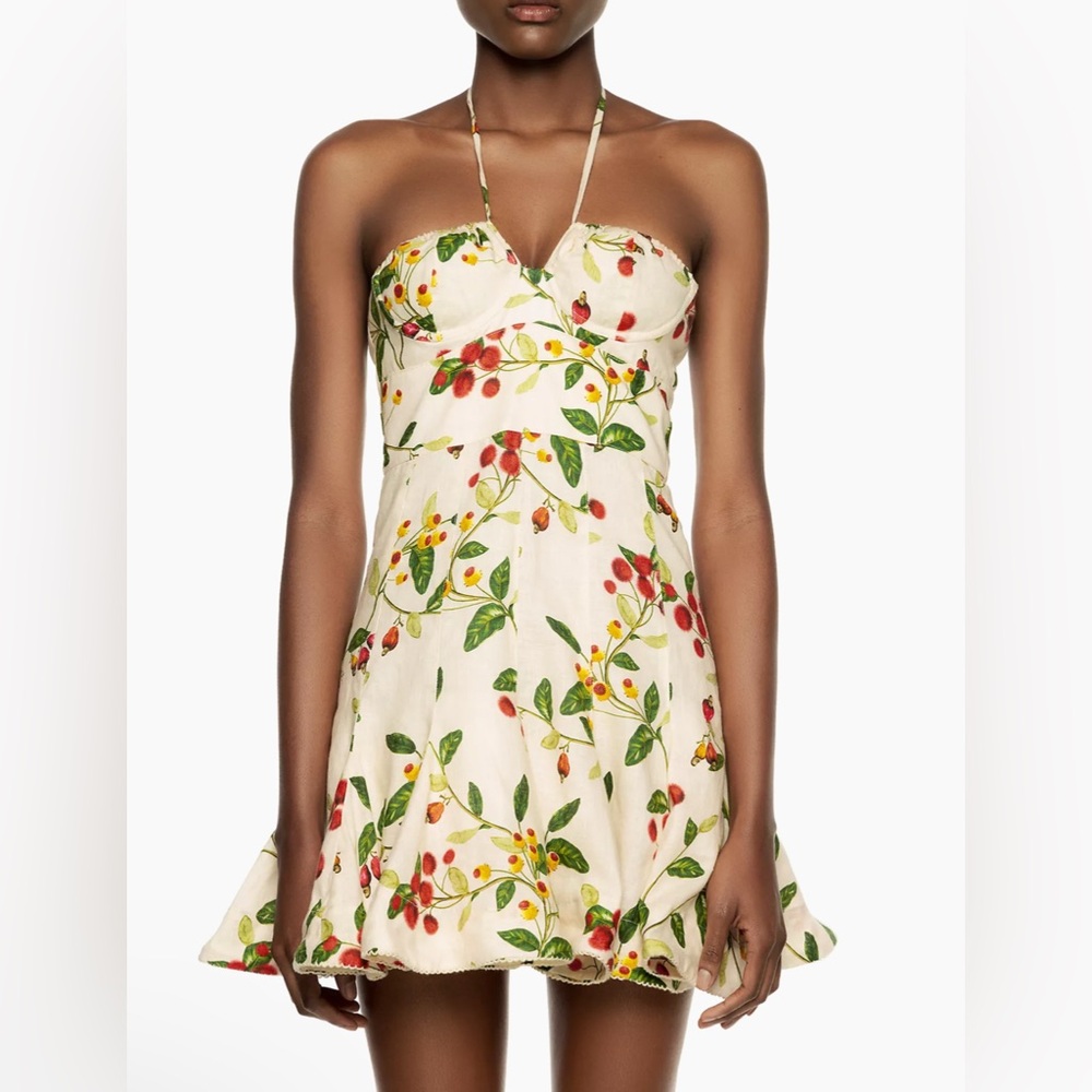 Agua by Agua Bendita Curandera Anturio Frutal Floral Linen Minidress NEW